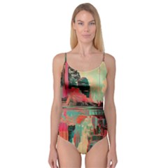 Backgrounds Multi Colored Abstract Camisole Leotard  by Loisa77