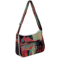 Backgrounds Multi Colored Abstract Zip Up Shoulder Bag by Loisa77