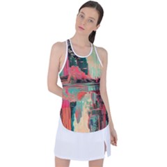 Backgrounds Multi Colored Abstract Racer Back Mesh Tank Top by Loisa77