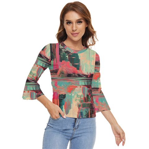 Backgrounds Multi Colored Abstract Bell Sleeve Top by Loisa77