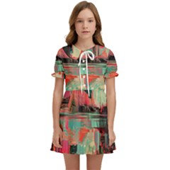 Backgrounds Multi Colored Abstract Kids  Sweet Collar Dress by Loisa77