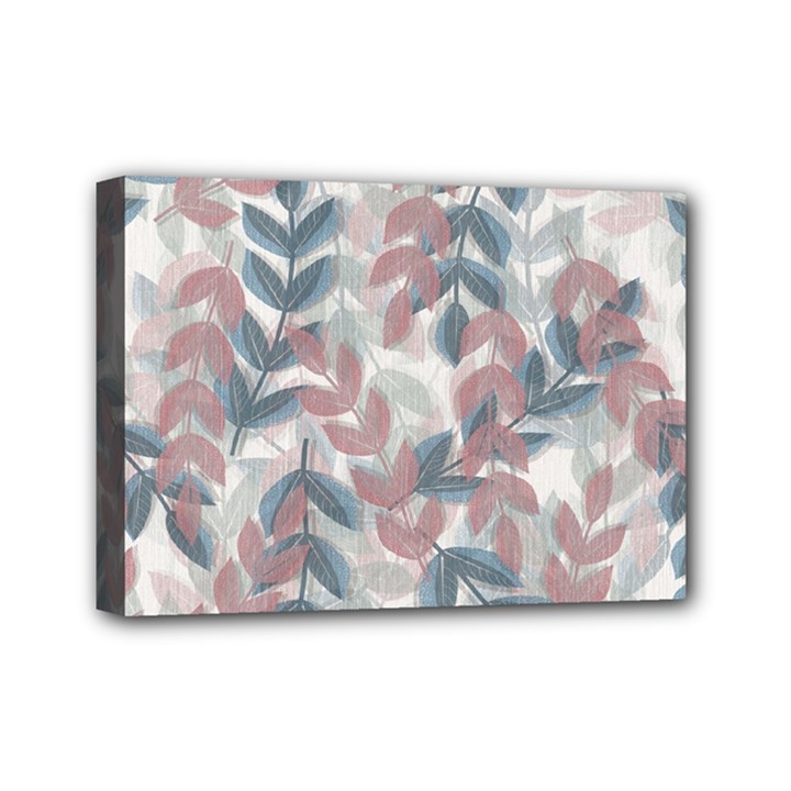 Leaves Pattern Background Nature Mini Canvas 7  x 5  (Stretched)