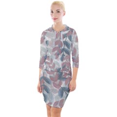 Leaves Pattern Background Nature Quarter Sleeve Hood Bodycon Dress by Loisa77