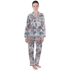 Leaves Pattern Background Nature Women s Long Sleeve Satin Pajamas Set	