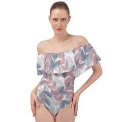 Leaves Pattern Background Nature Off Shoulder Velour Bodysuit  by Loisa77