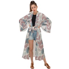 Leaves Pattern Background Nature Maxi Kimono by Loisa77