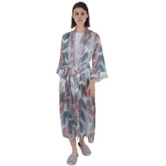 Leaves Pattern Background Nature Maxi Satin Kimono by Loisa77