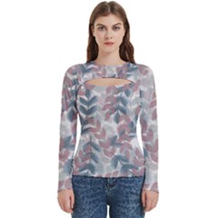 Leaves Pattern Background Nature Women s Cut Out Long Sleeve T-shirt