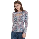 Leaves Pattern Background Nature Women s Cut Out Long Sleeve T-Shirt View2