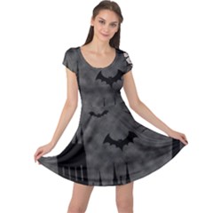 Halloween Background Halloween Scene Cap Sleeve Dress by Ket1n9