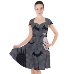 Halloween Background Halloween Scene Cap Sleeve Midi Dress by Ket1n9