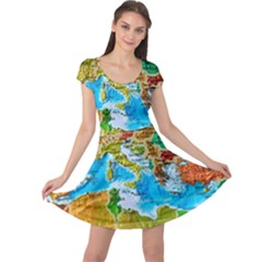 World Map Cap Sleeve Dress by Ket1n9