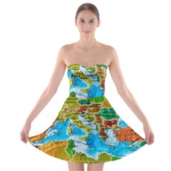 World Map Strapless Bra Top Dress by Ket1n9