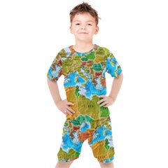 World Map Kids  T-shirt And Shorts Set