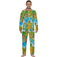 World Map Men s Long Sleeve Velvet Pocket Pajamas Set by Ket1n9