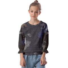 World Map Kids  Cuff Sleeve Top