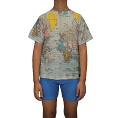 Vintage World Map Kids  Short Sleeve Swimwear by Ket1n9