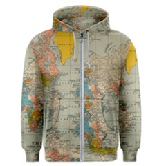 Vintage World Map Men s Zipper Hoodie