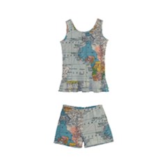 Vintage World Map Kids  Boyleg Swimsuit by Ket1n9