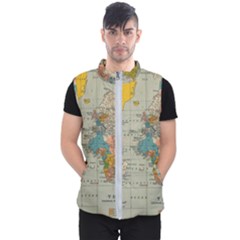 Vintage World Map Men s Puffer Vest