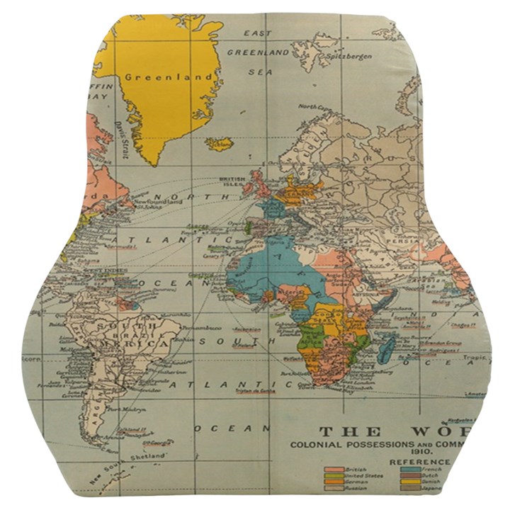 Vintage World Map Car Seat Back Cushion 