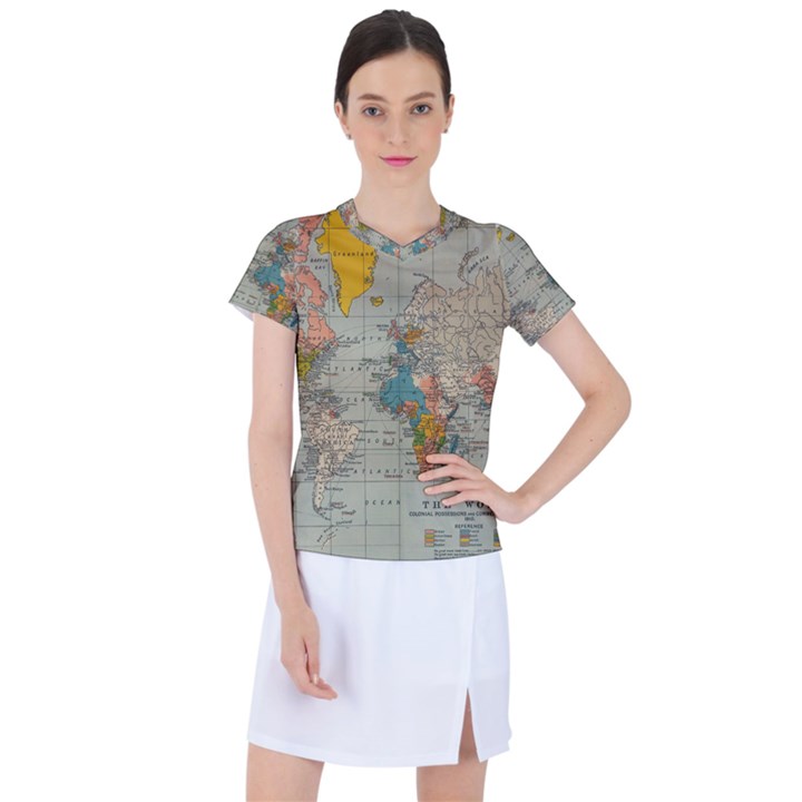 Vintage World Map Women s Sports Top