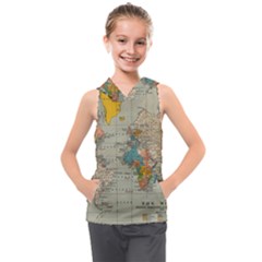 Vintage World Map Kids  Sleeveless Hoodie by Ket1n9