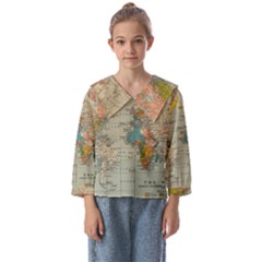 Vintage World Map Kids  Sailor Shirt by Ket1n9