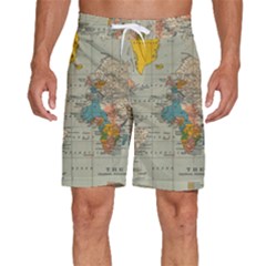 Vintage World Map Men s Beach Shorts by Ket1n9