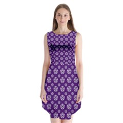 White Pentacle And Purple Pattern Sleeveless Chiffon Dress  