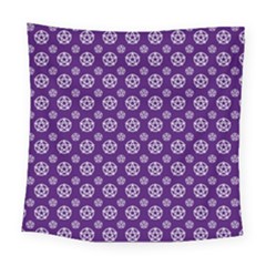 White Pentacle And Purple Pattern Square Tapestry (large)