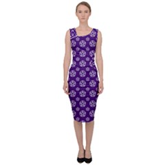 White Pentacle And Purple Pattern Sleeveless Pencil Dress