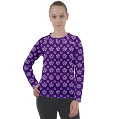 White Pentacle And Purple Pattern Women s Long Sleeve Raglan T-shirt