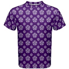 White Pentacle And Purple Pattern Men s Cotton T-shirt by cheekywitch