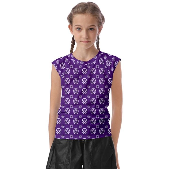 White pentacle and purple pattern Kids  Raglan Cap Sleeve T-Shirt