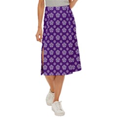 White Pentacle And Purple Pattern Midi Panel Skirt by cheekywitch