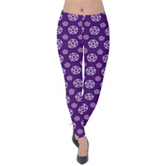 White Pentacle And Purple Pattern Velvet Leggings by cheekywitch