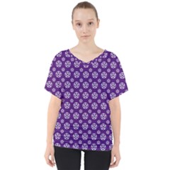 White Pentacle And Purple Pattern V-neck Dolman Drape Top by cheekywitch