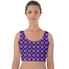 White Pentacle And Purple Pattern Velvet Crop Top by cheekywitch