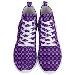 White Pentacle And Purple Pattern Men s Lightweight High Top Sneakers