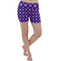 White pentacle and purple pattern Lightweight Velour Yoga Shorts View1