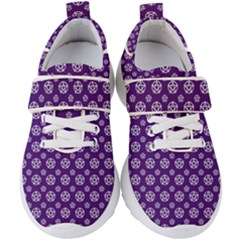 White Pentacle And Purple Pattern Kids  Velcro Strap Shoes by cheekywitch