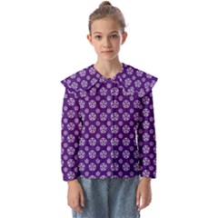 White Pentacle And Purple Pattern Kids  Peter Pan Collar Blouse by cheekywitch