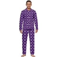 White Pentacle And Purple Pattern Men s Long Sleeve Velvet Pocket Pajamas Set by cheekywitch