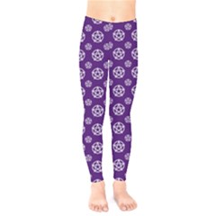 White Pentacle And Purple Pattern Kids  Classic Winter Leggings by cheekywitch