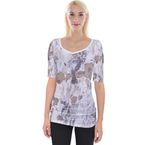 Cracked Marble Symphony Pattern Design Wide Neckline T-shirt by dflcprintsclothing