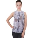 Cracked Marble Symphony Pattern Design Mock Neck Chiffon Sleeveless Top View1