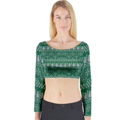 Christmas Knit Digital Long Sleeve Crop Top