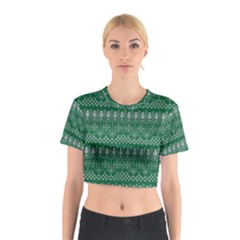 Christmas Knit Digital Cotton Crop Top by Mariart