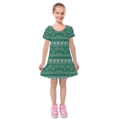 Christmas Knit Digital Kids  Short Sleeve Velvet Dress